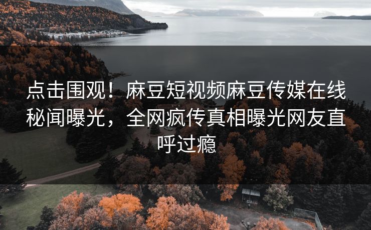点击围观！麻豆短视频麻豆传媒在线秘闻曝光，全网疯传真相曝光网友直呼过瘾