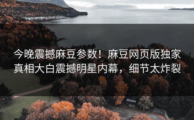 今晚震撼麻豆参数！麻豆网页版独家真相大白震撼明星内幕，细节太炸裂