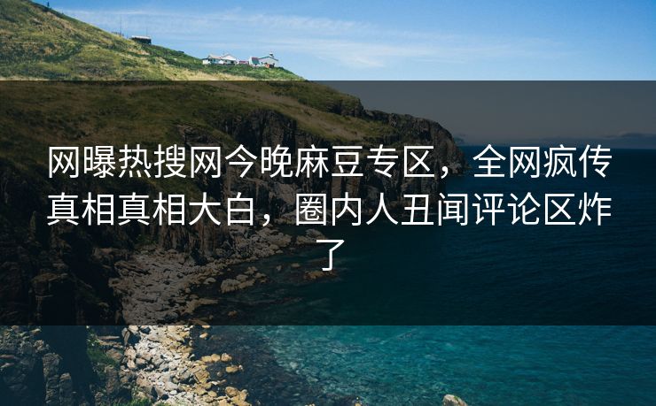 网曝热搜网今晚麻豆专区，全网疯传真相真相大白，圈内人丑闻评论区炸了